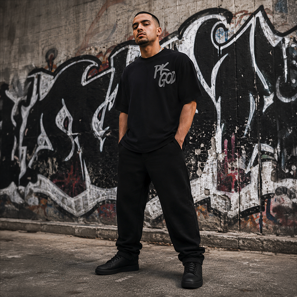 Imported Black Oversized Street Tee
